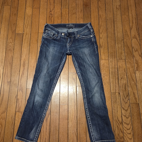 Low Rise Silver Capri Jeans - Picture 1 of 8